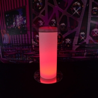 high round Multi color remote control led table with glass KFT-80112